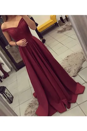 2024 Evening Dresses A Line Off The Shoulder Elastic Satin Sweep Train