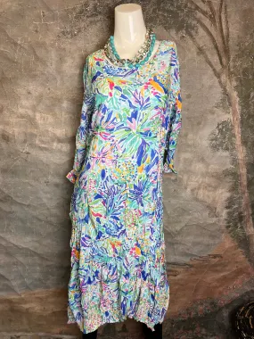 25317 Crushed Sharkbite Dress-Blue Mix