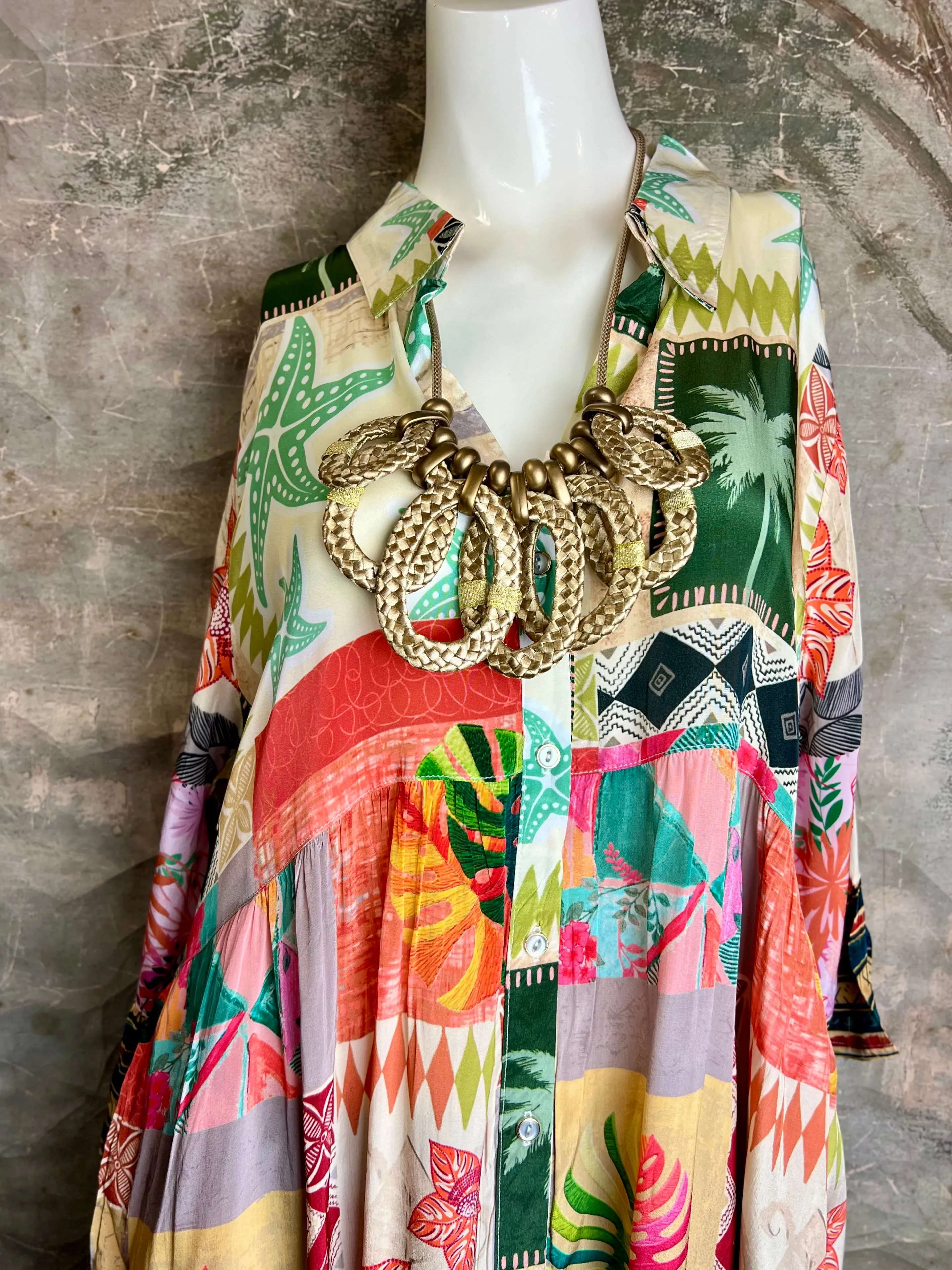 25441 Silk Button Down Dress