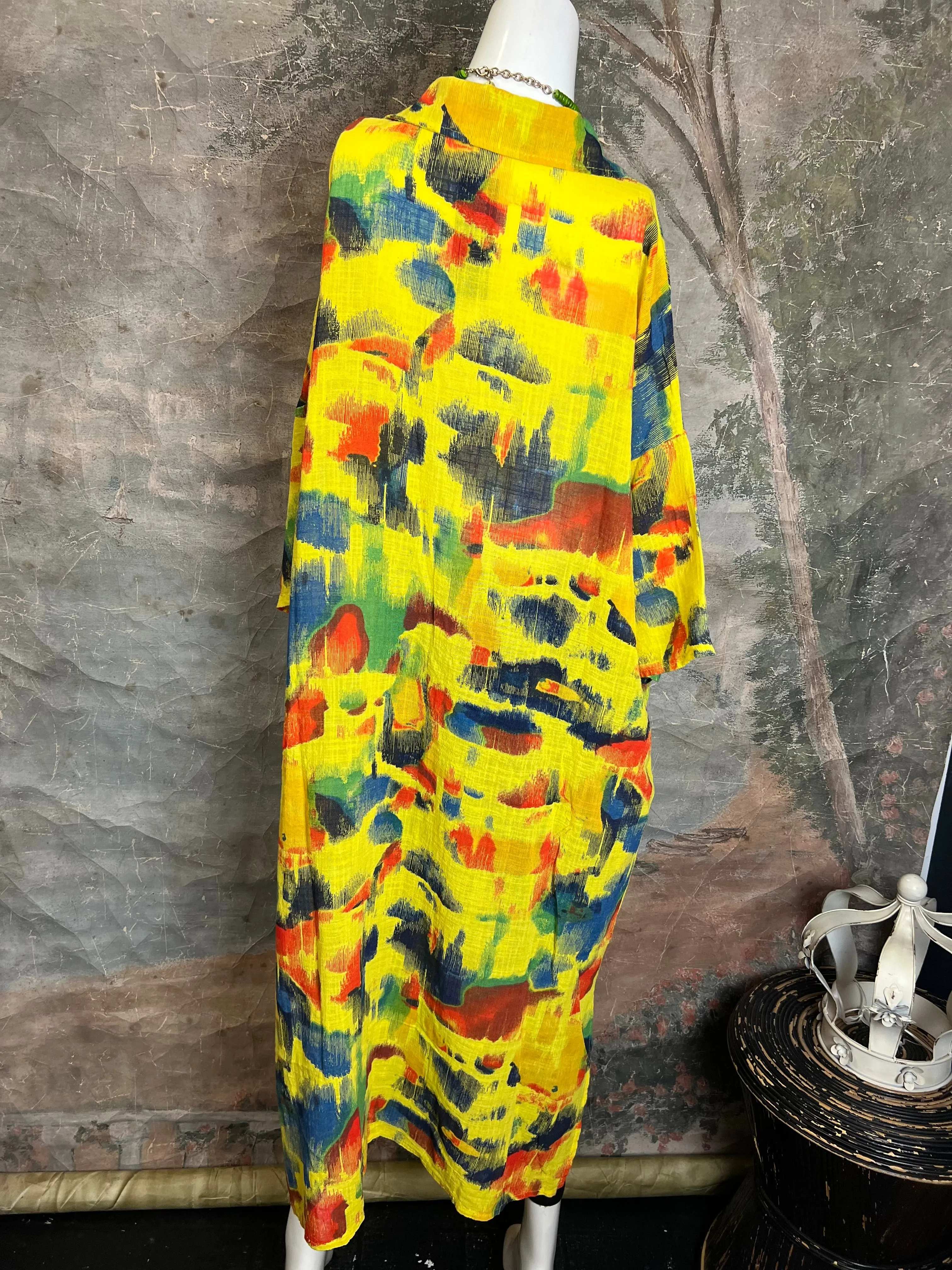 91904 ART Gauze Dress-LEMON YELLOW