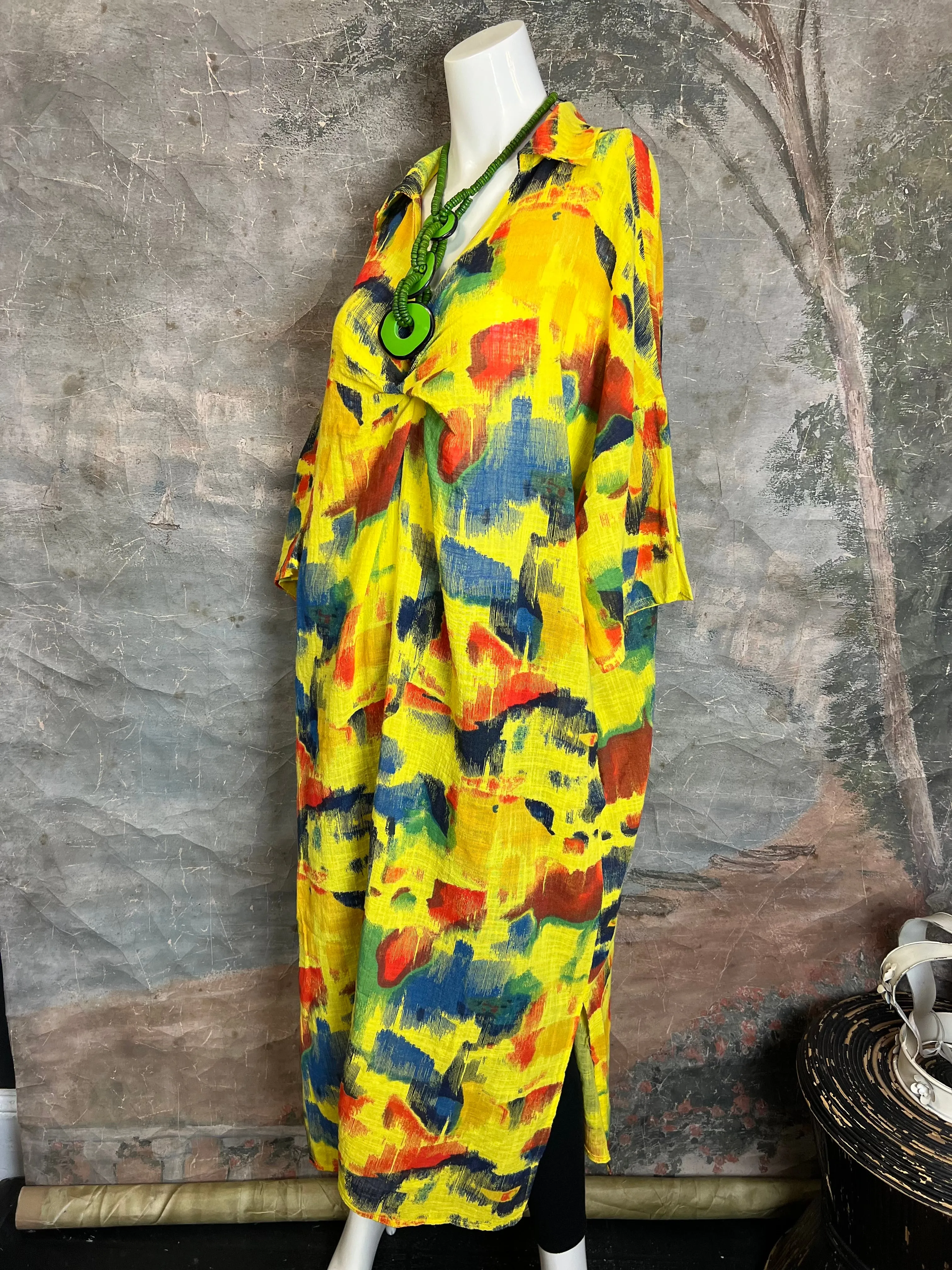 91904 ART Gauze Dress-LEMON YELLOW