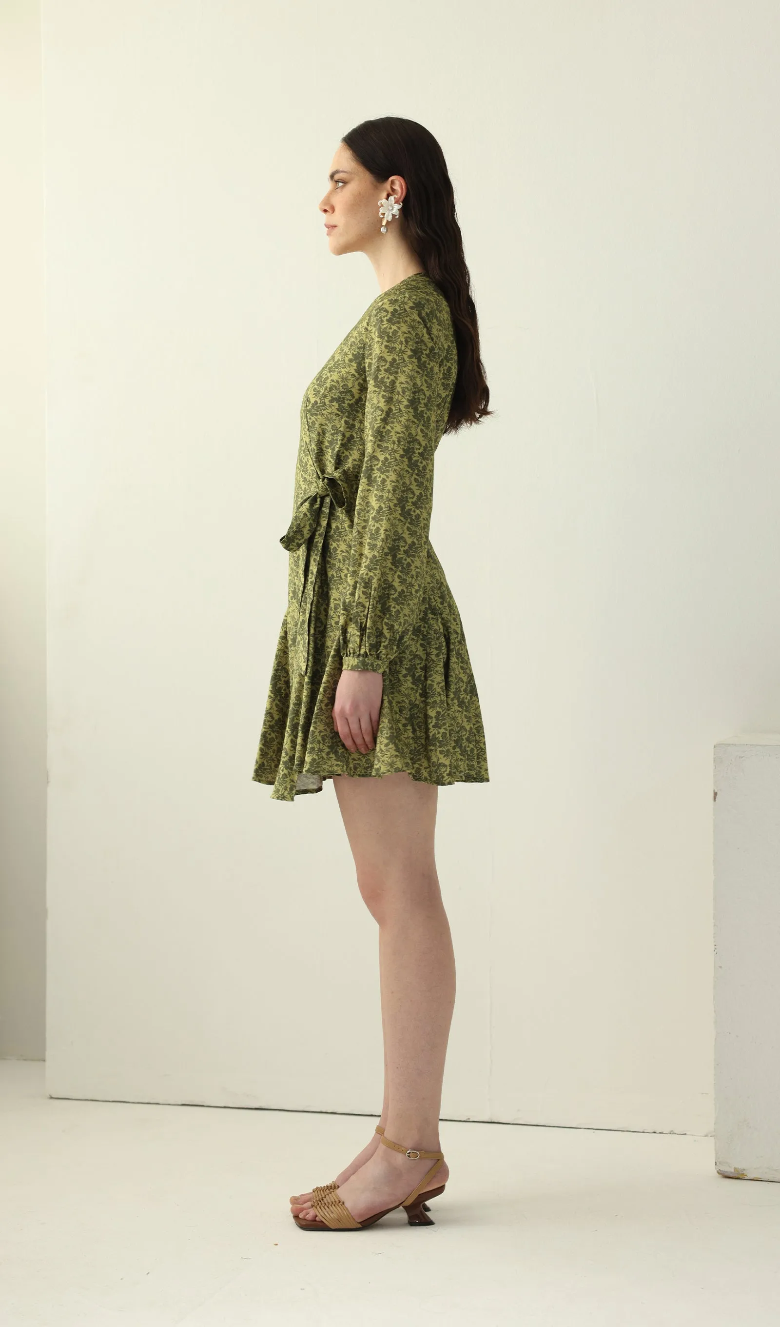 Abstract Print V Neck Mini Dress