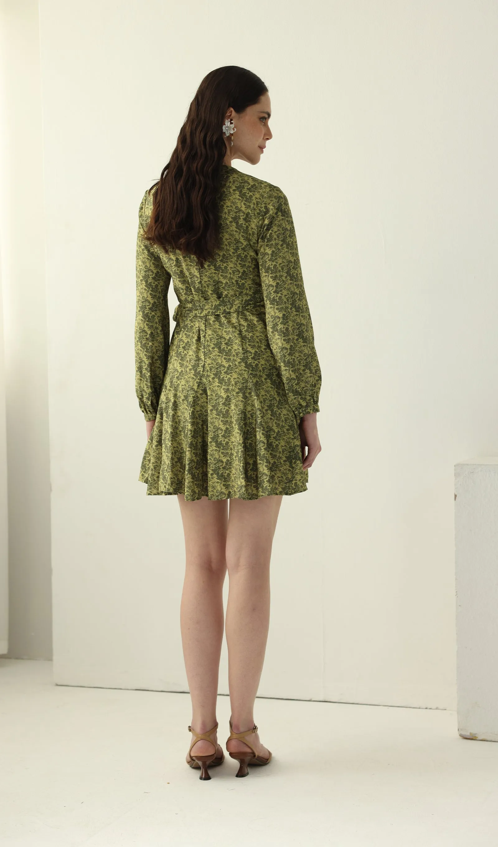 Abstract Print V Neck Mini Dress