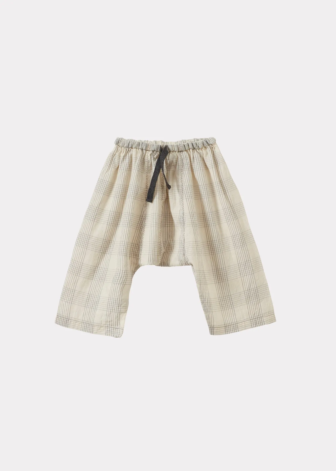 ACORUS BABY HAND-LOOMED COTTON TOP AND TROUSERS SET - WHITE / BLACK CHECK