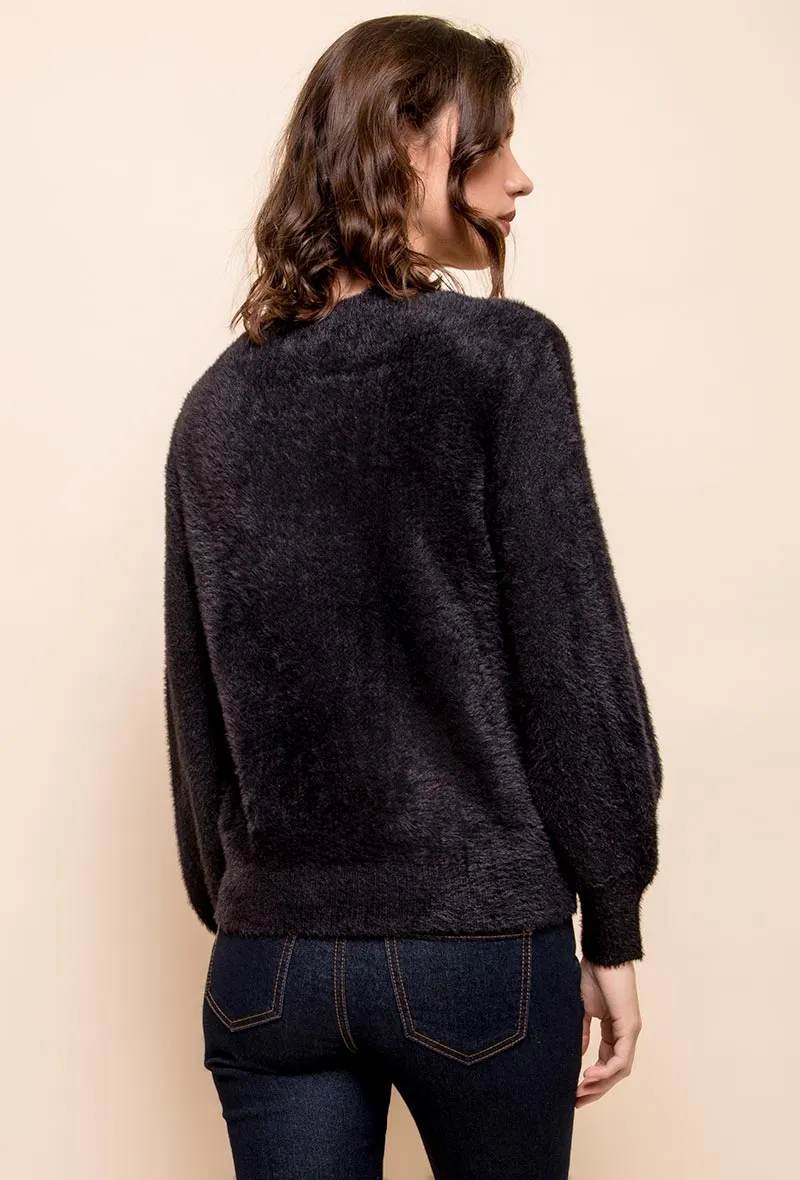 Agata Black Brooch Detail Jumper
