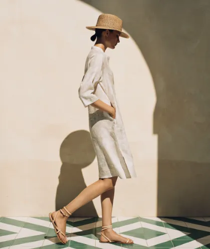 Amina Rubinacci Giotto Dress Beige and White