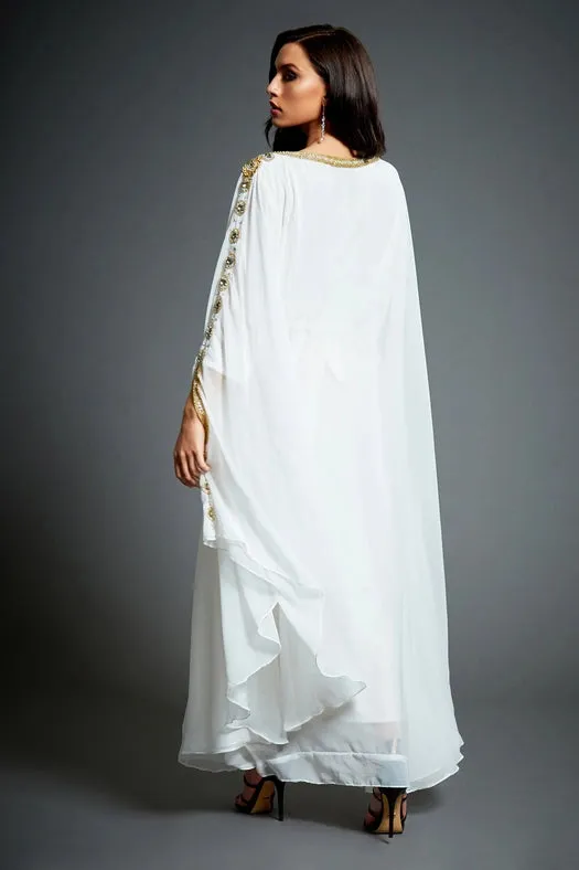 Amira Embellished Kaftan Maxi Dress White