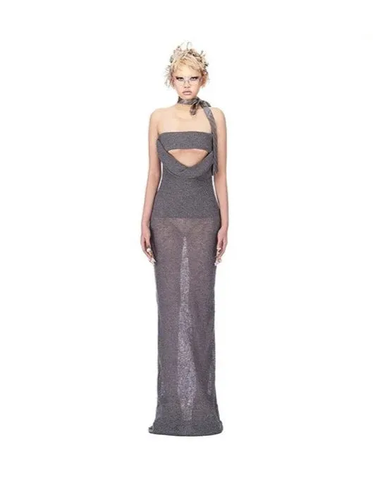 Amozae-Christmas Outfits New Year's Eve Dress Night Out Club Dresses cute winter outfits Kamilia Knitted Strapless Maxi Dress