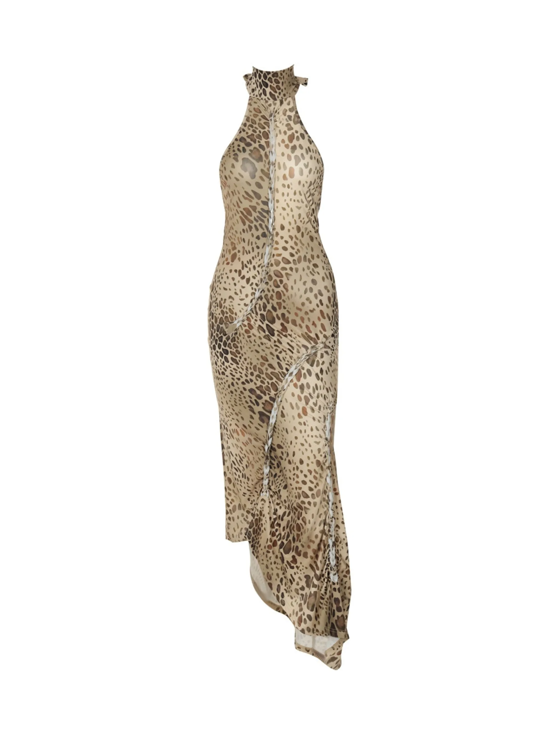 Amozae-Christmas Outfits New Year's Eve Dress Night Out Club Dresses cute winter outfits Savannah Leopard Print Halter Dress