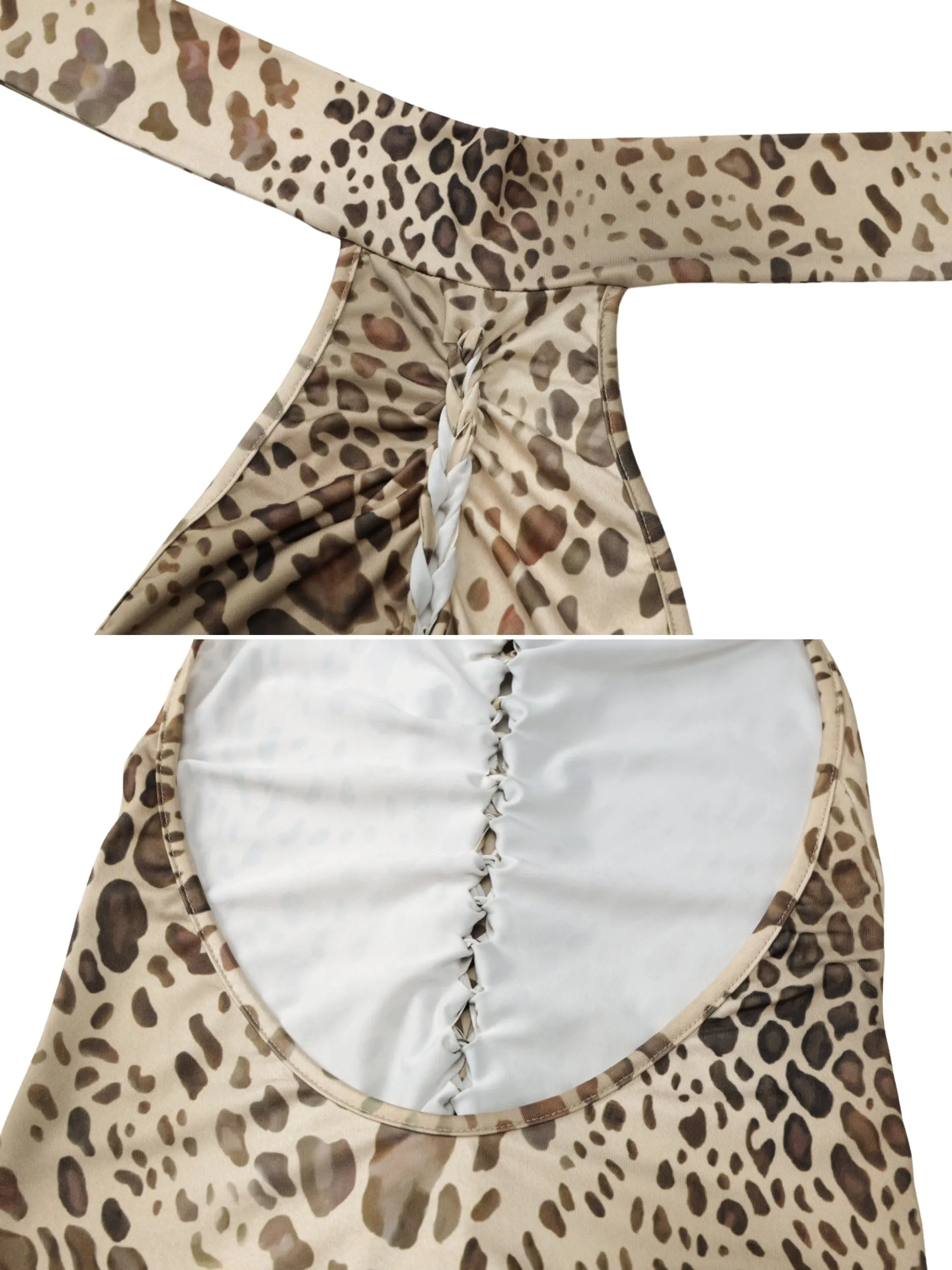 Amozae-Christmas Outfits New Year's Eve Dress Night Out Club Dresses cute winter outfits Savannah Leopard Print Halter Dress