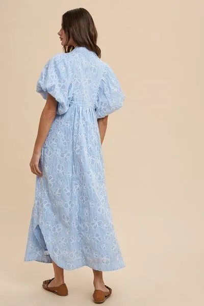 AnnieWear Floral Smock Detail Puff Sleeve Dress