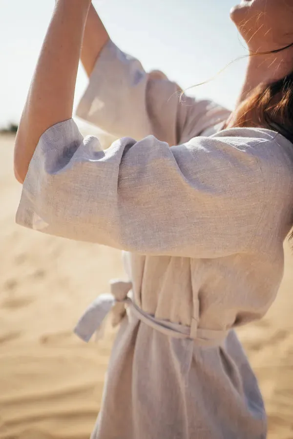 Aria - Straight Belted Midi Linen Dress