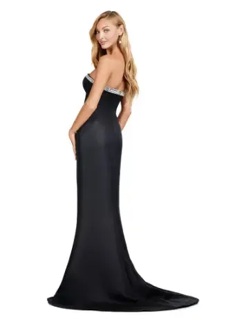 Ashley Lauren 11424 Long Prom Dress Fitted Strapless Evening Gown Oversized Off Shoulder Bow Overlay Formal Pageant