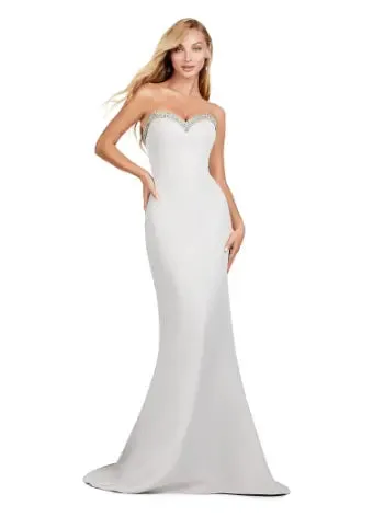 Ashley Lauren 11424 Long Prom Dress Fitted Strapless Evening Gown Oversized Off Shoulder Bow Overlay Formal Pageant