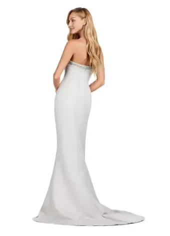Ashley Lauren 11424 Long Prom Dress Fitted Strapless Evening Gown Oversized Off Shoulder Bow Overlay Formal Pageant