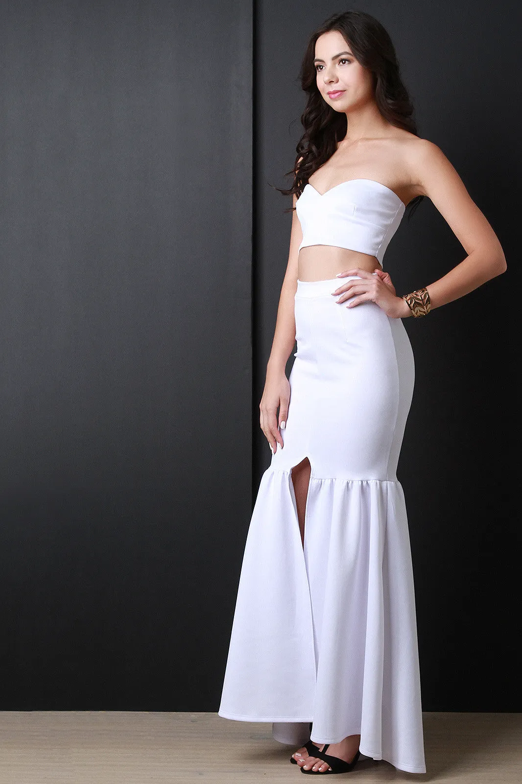 Asymetrical Tube Top And Maxi Mermaid Skirt Set