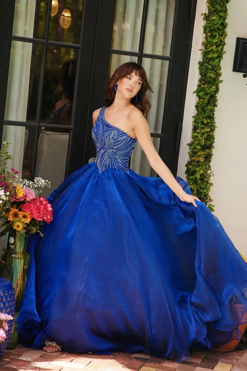 Ava Presley One Shoulder Beaded Ball Gown Prom Dress 29258