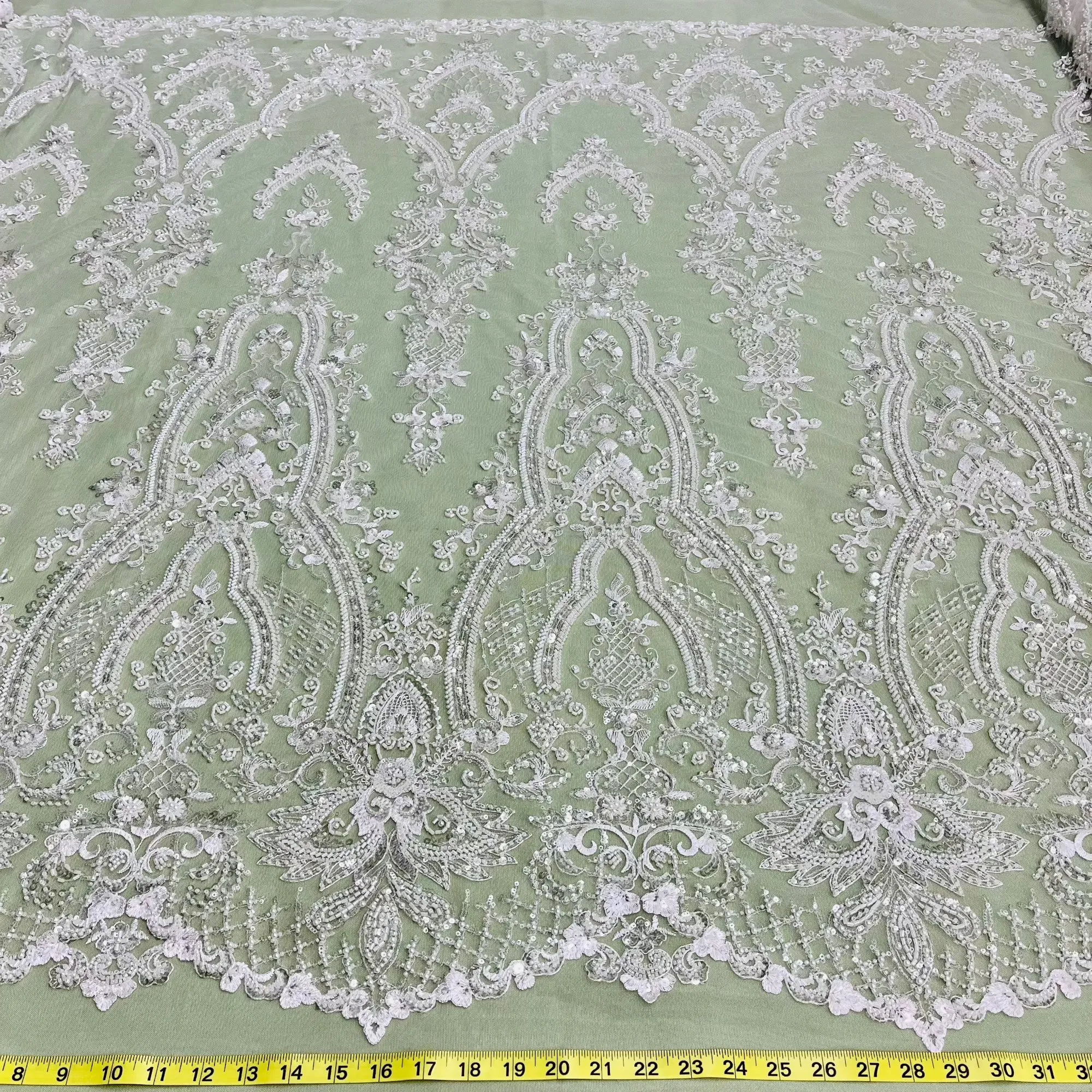 Beaded Lace Fabric Embroidered on 100% Polyester Net Mesh | Lace USA - GD-227239