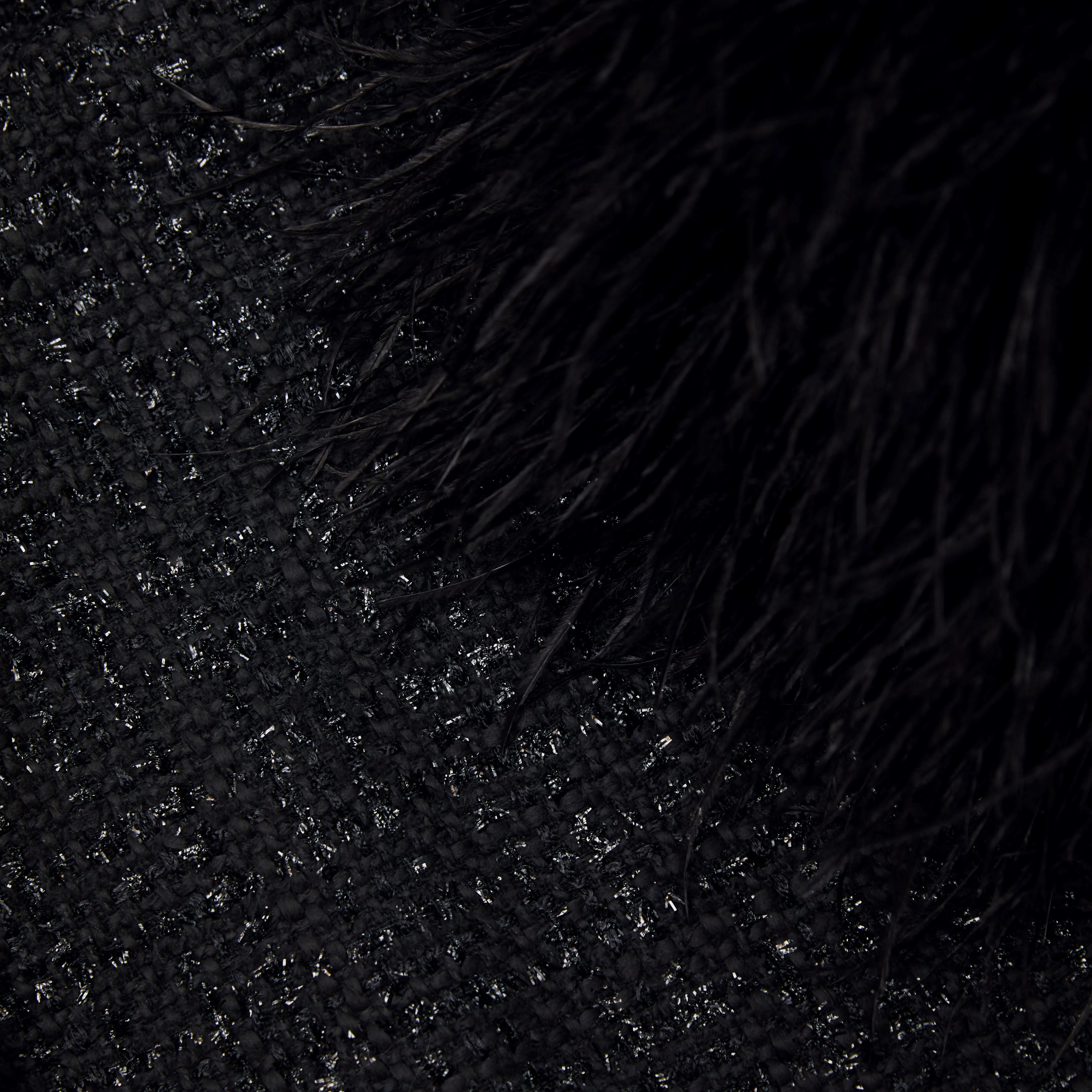 Black Boucle Feather Mini Dress