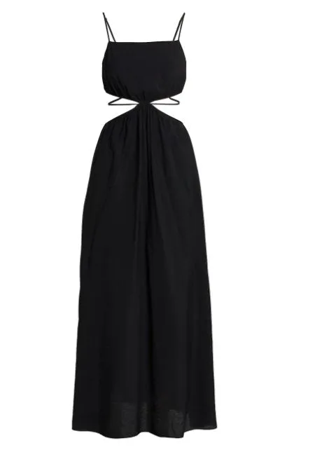 Black dress with designer waist cuts
