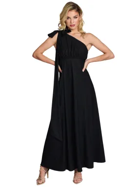 Black Maddie Bow Midi Dress