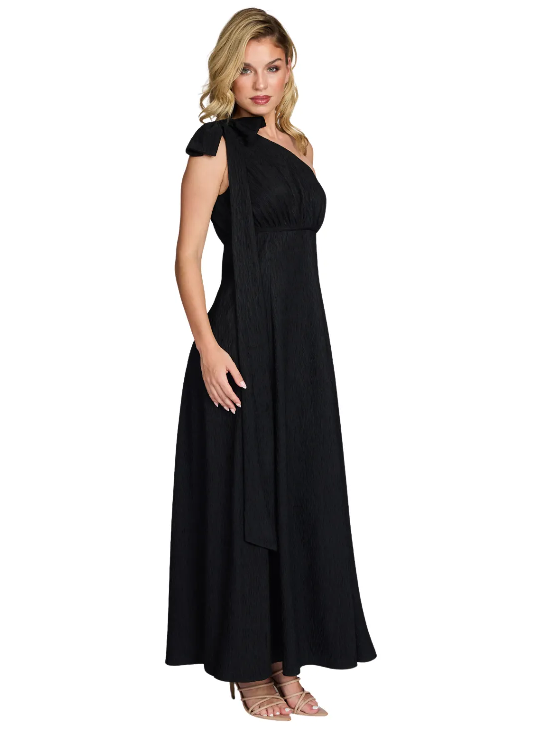 Black Maddie Bow Midi Dress