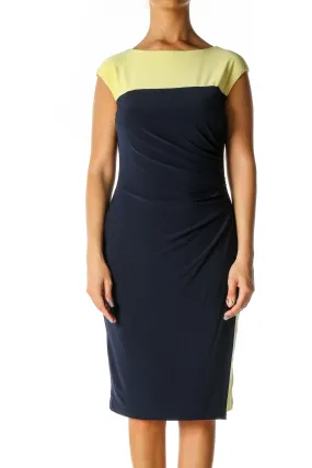 Blue Colorblock Chic Sheath Dress