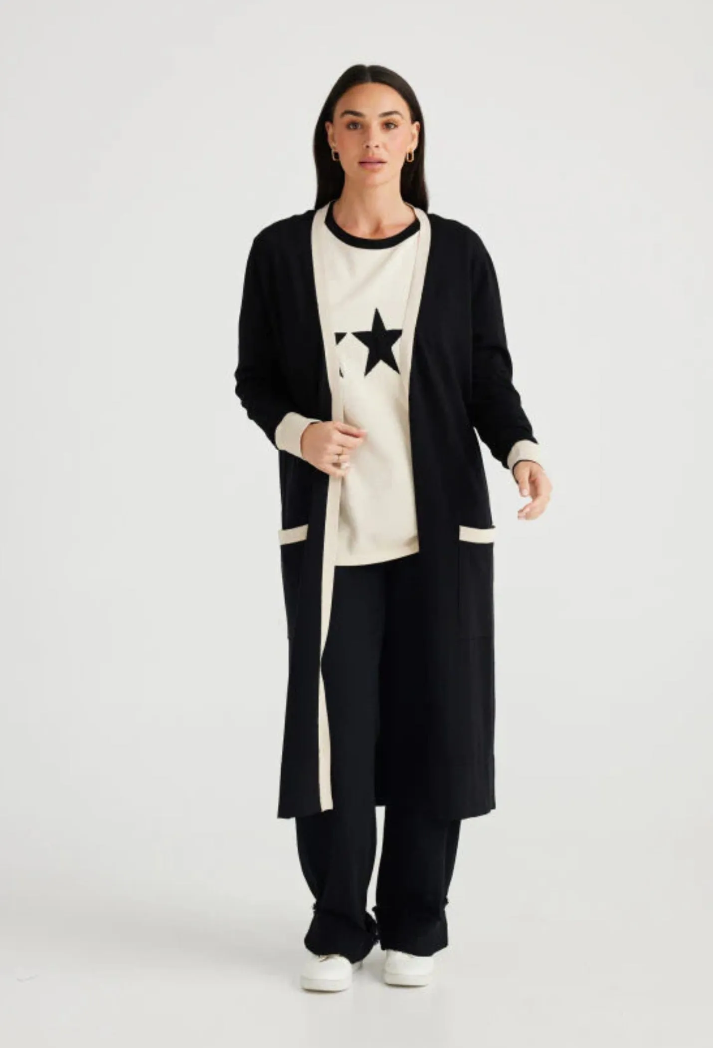 Brave   True BT24254 St Moritz Contrast Cardigan Black