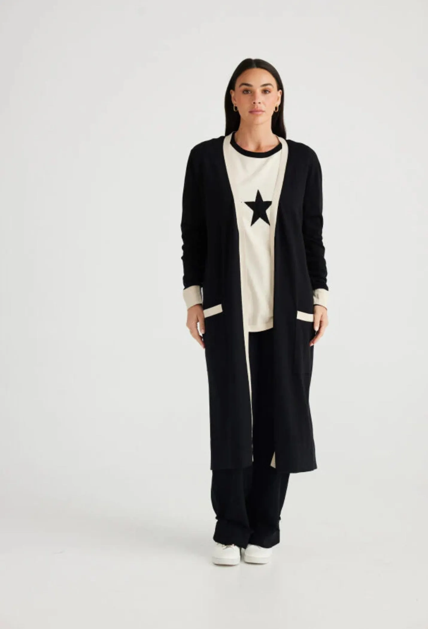 Brave   True BT24254 St Moritz Contrast Cardigan Black