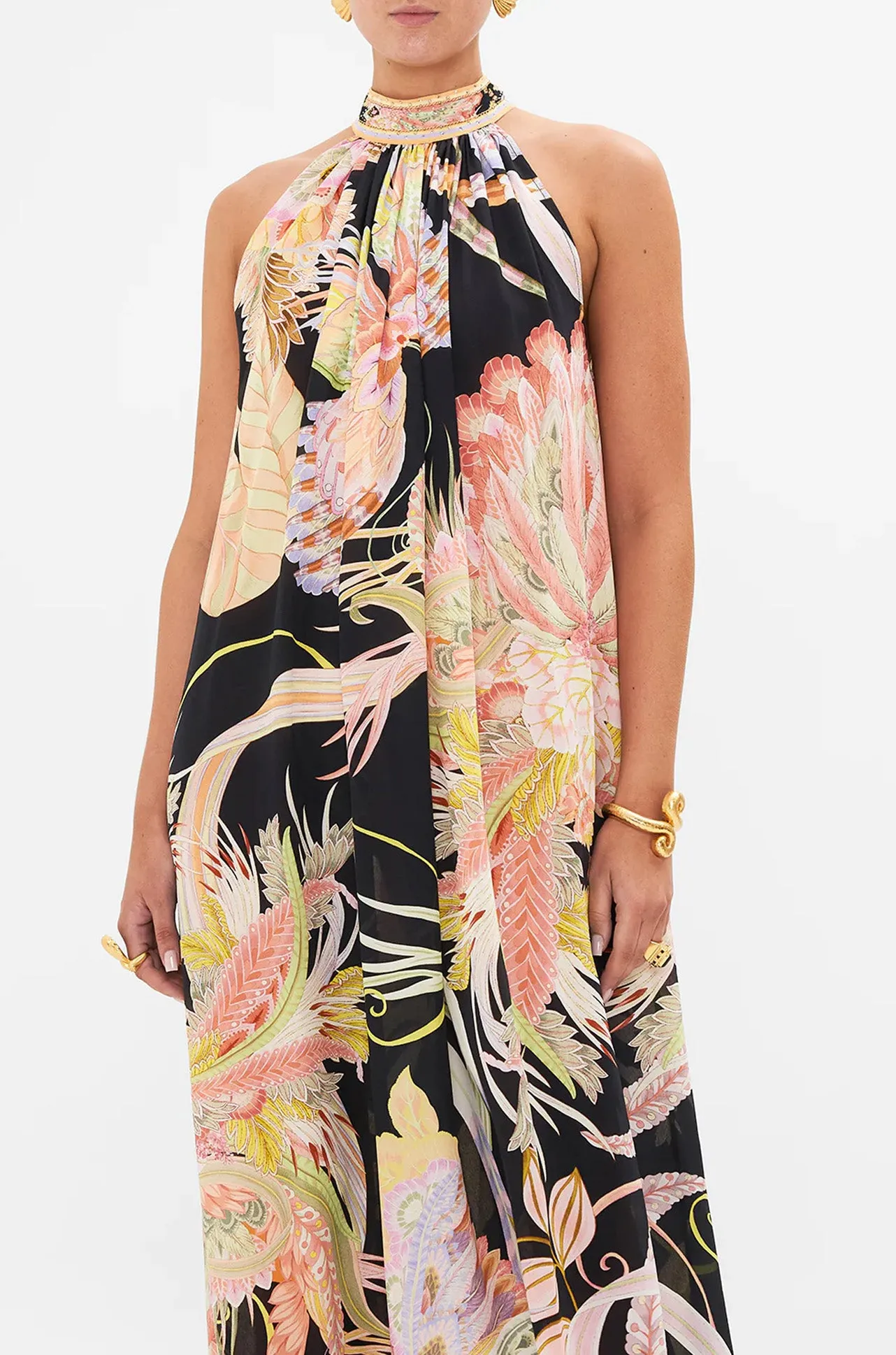 Camilla - Lady Of The Moon Tie Neck Long Dress