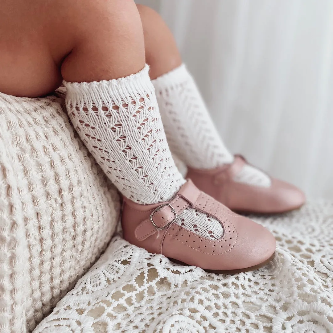 condor knee high socks -  ivory lacework cotton