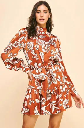 Cozy Florals Satin Dress