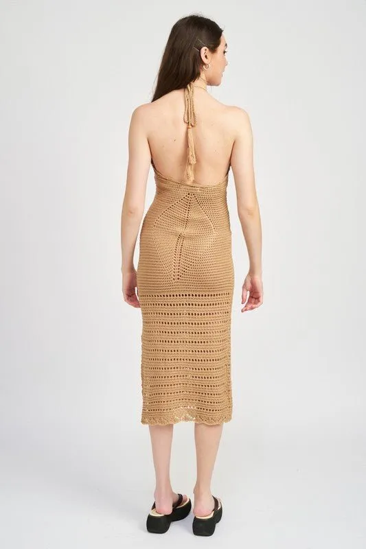 Crochet Halter Midi Dress