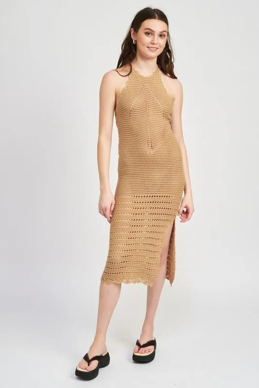 Crochet Halter Midi Dress