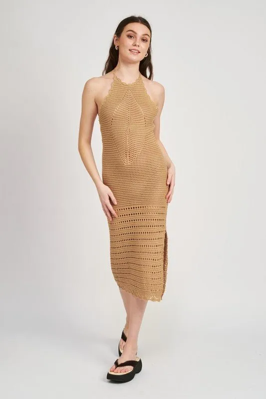 Crochet Halter Midi Dress