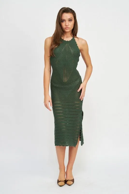 Crochet Halter Midi Dress