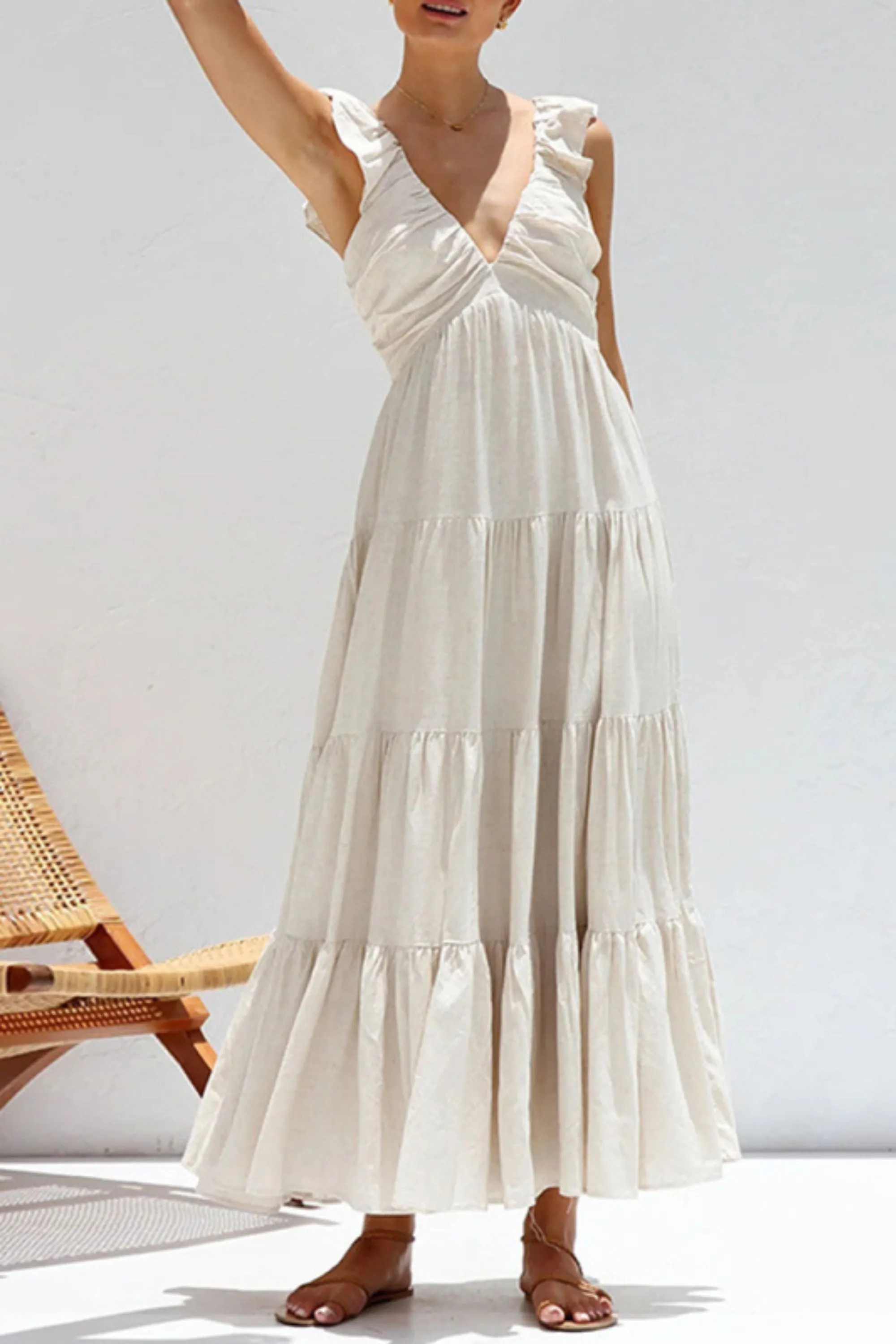 Dakota Maxi Dress V-Neck Shoulder Straps Solid