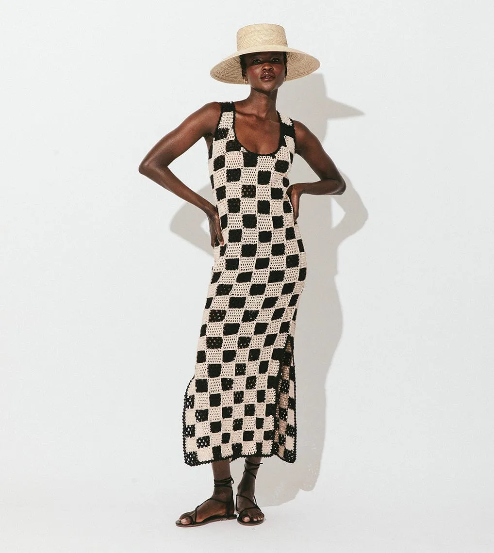 Danika Crochet Dress | Black/White