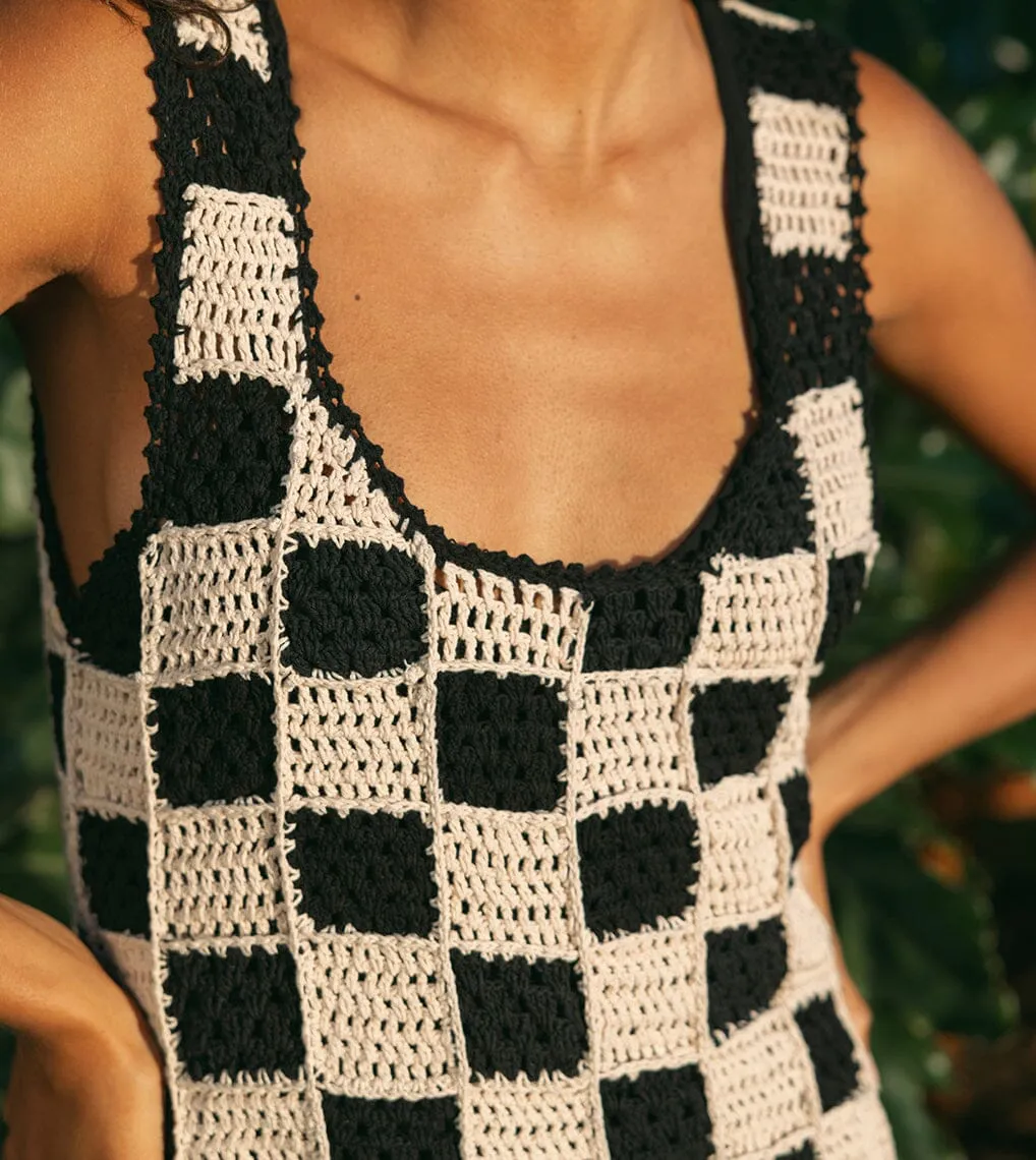 Danika Crochet Dress | Black/White