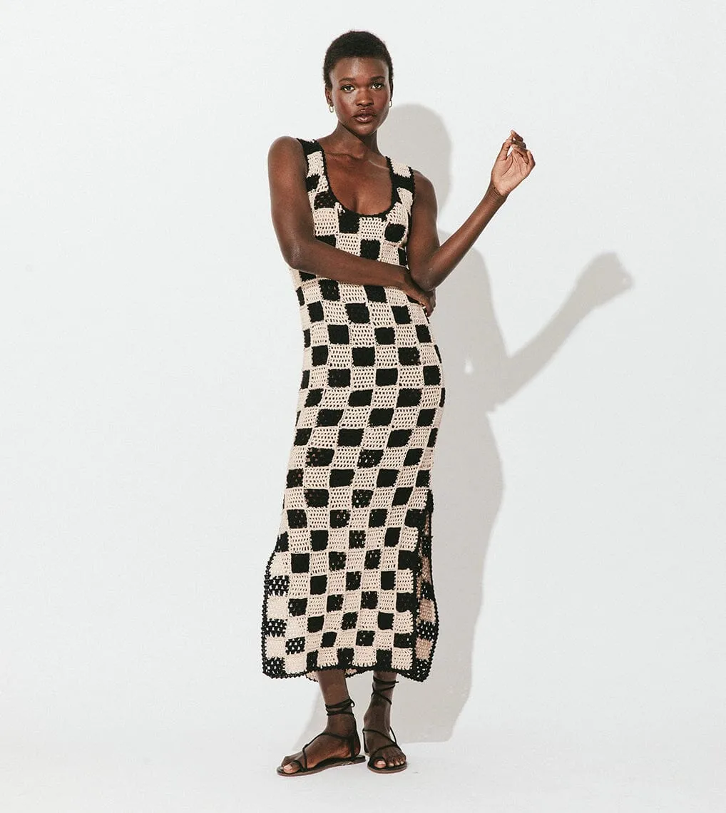 Danika Crochet Dress | Black/White