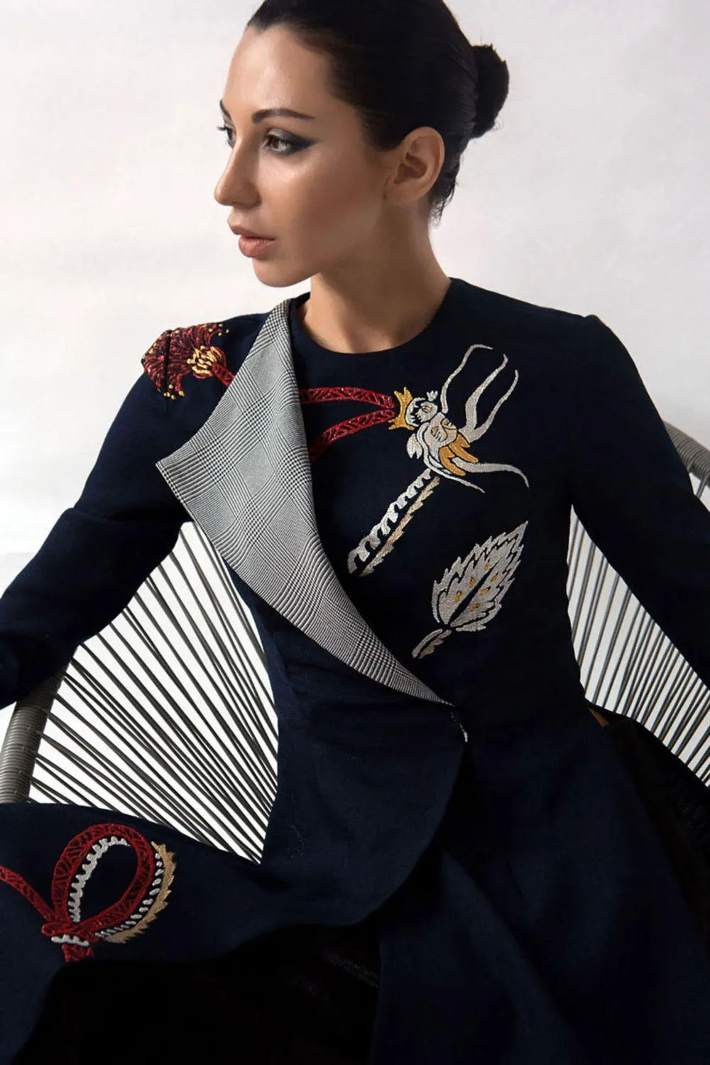 Dragon Sheath Round Neck Hopsacking Calf Length Ao Dai