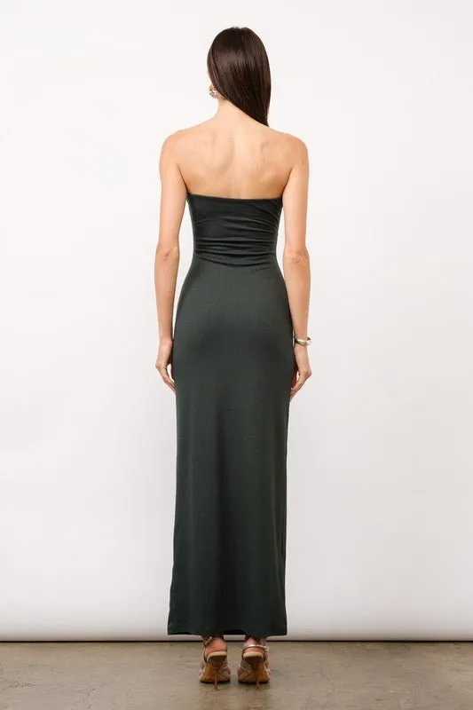 Elsa Pine Strapless Maxi Dress