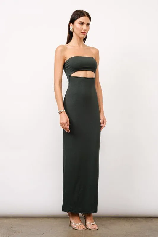 Elsa Pine Strapless Maxi Dress