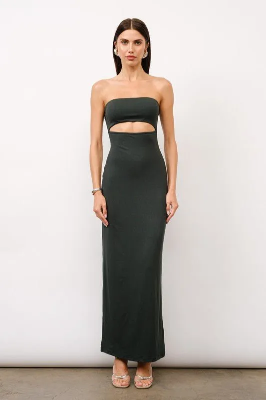 Elsa Pine Strapless Maxi Dress