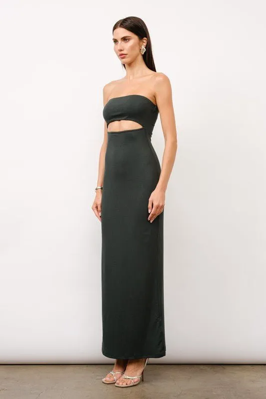Elsa Pine Strapless Maxi Dress