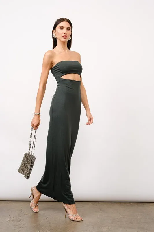 Elsa Pine Strapless Maxi Dress