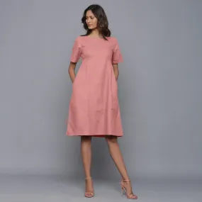 English Rose Warm Cotton Flannel Knee Length Dress