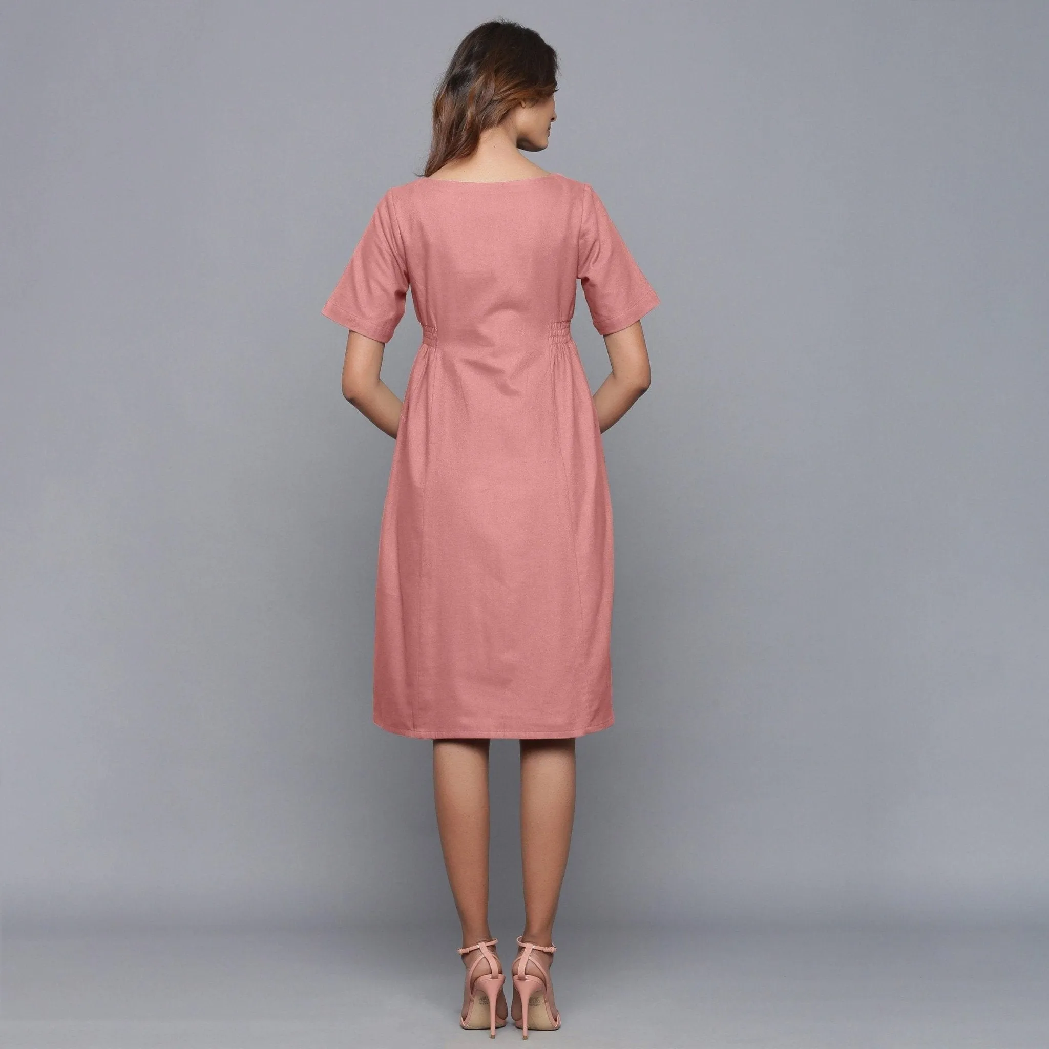 English Rose Warm Cotton Flannel Knee Length Dress