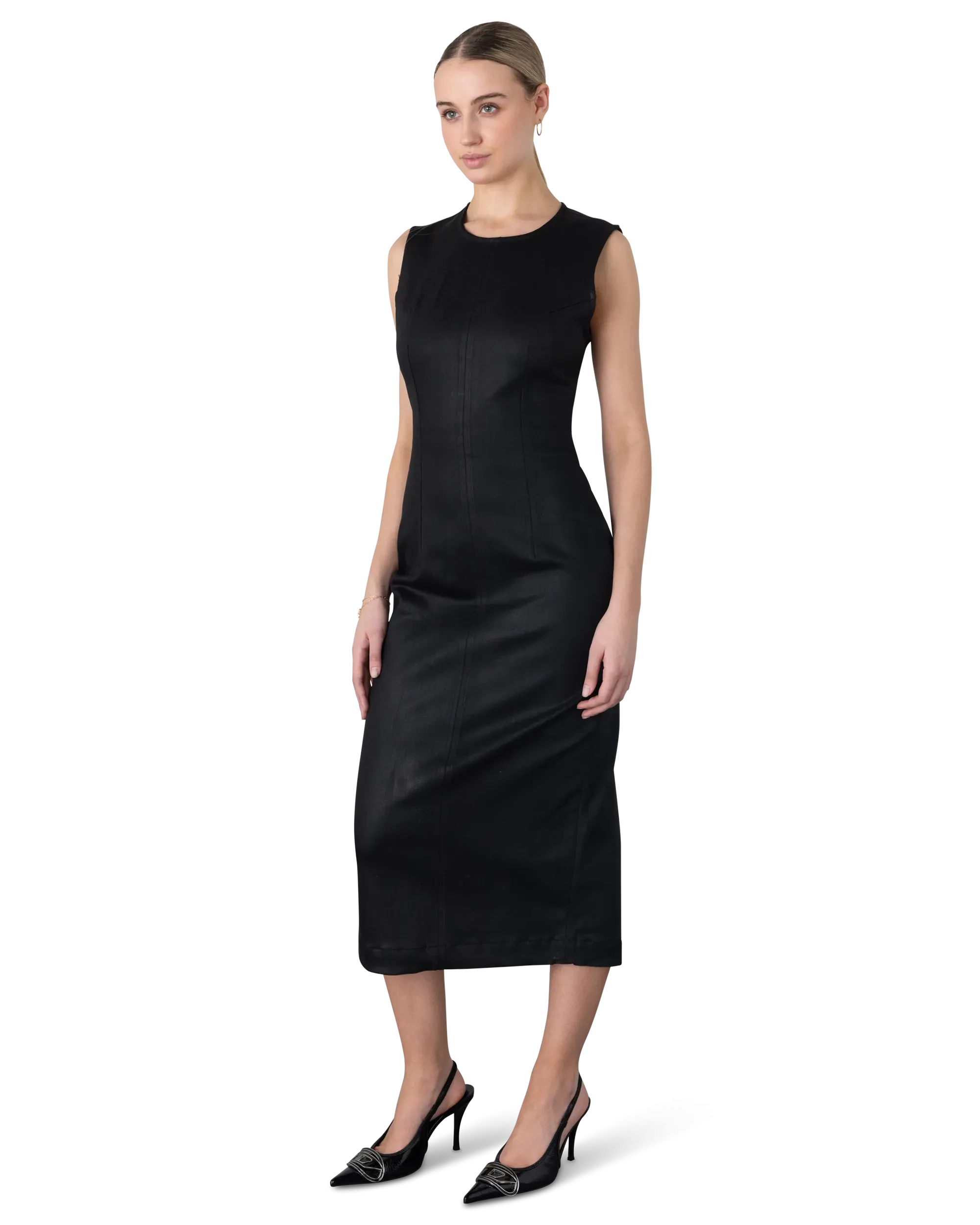 Esme Coated Denim Maxi Dress