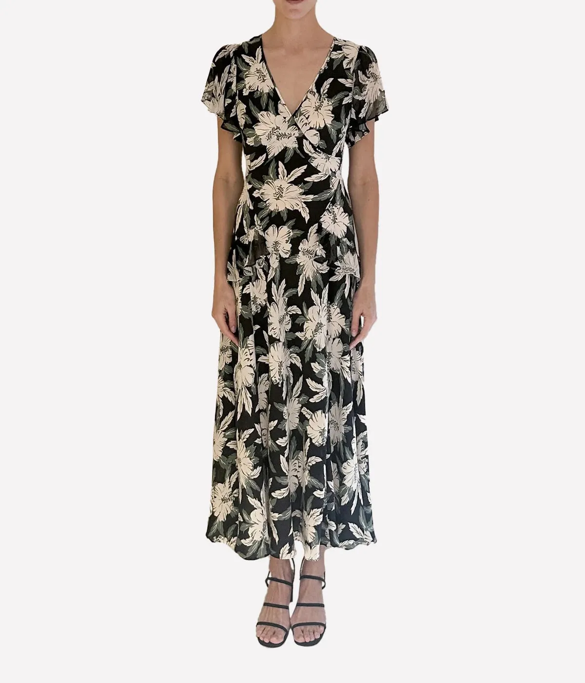 Evie Dress in Hibiscus Black